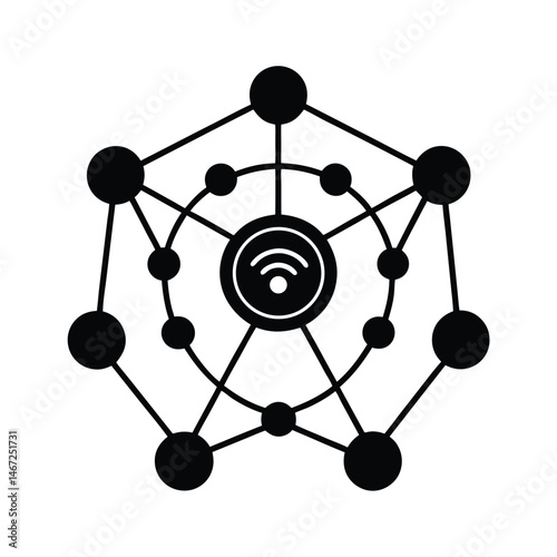 IoT Network Vector Silhouette Art
