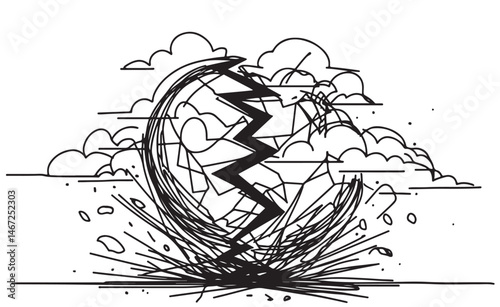 line sketch destruction broken life a broken world
