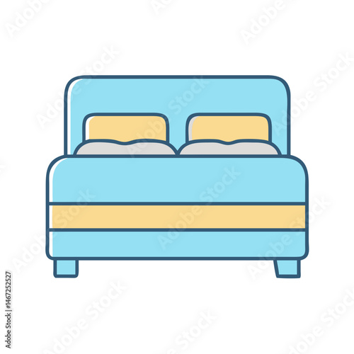 Illustration of a double bed bedroom interior design furniture home decor sleeping comfort sleep rest