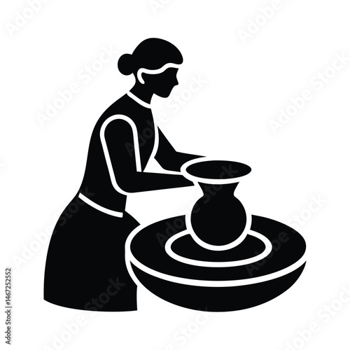 Potter Wheel Vector Silhouette Design
