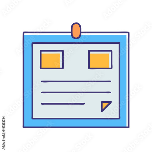 Illustration of noticeboard bulletin board with notes and list for organization and planning tasks