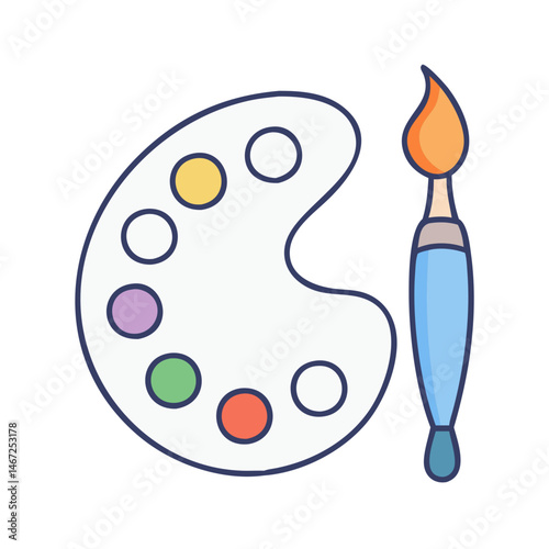Artistic paint palette with brush vector illustration for painting and drawing projects creative design