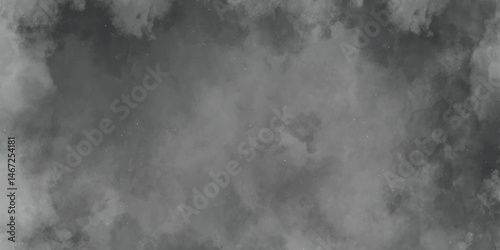 Abstract white and gray watercolor painting background. black cloud textured and sky white clouds background with blurred and grunge stains, white cloud paper texture design and watercolor.