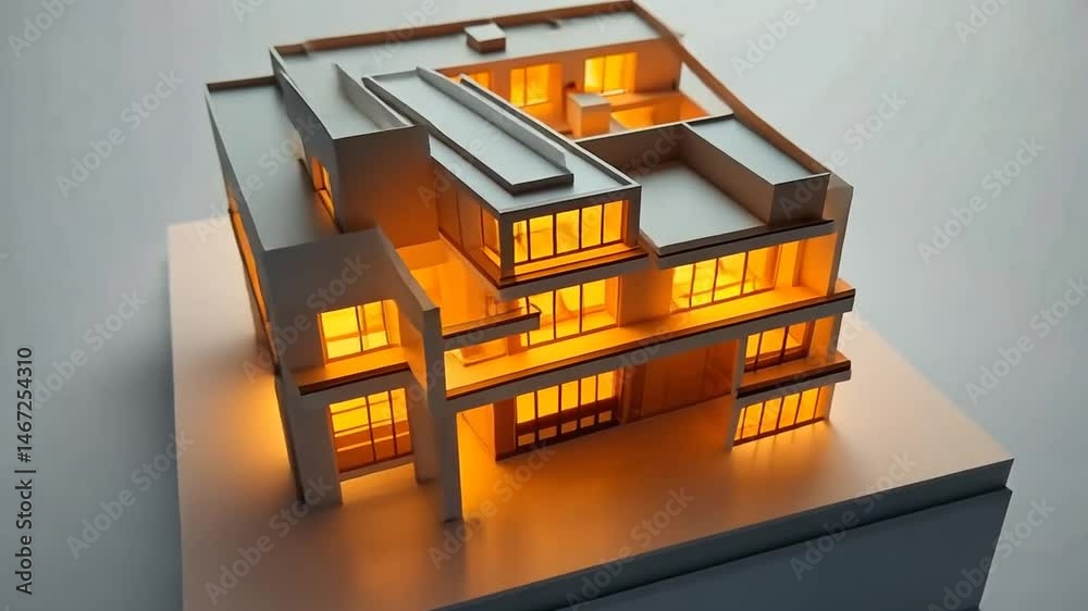Architectural model showcasing a modern multi-level design.