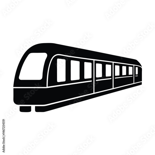 Subway Train Cars Vector Silhouette Art