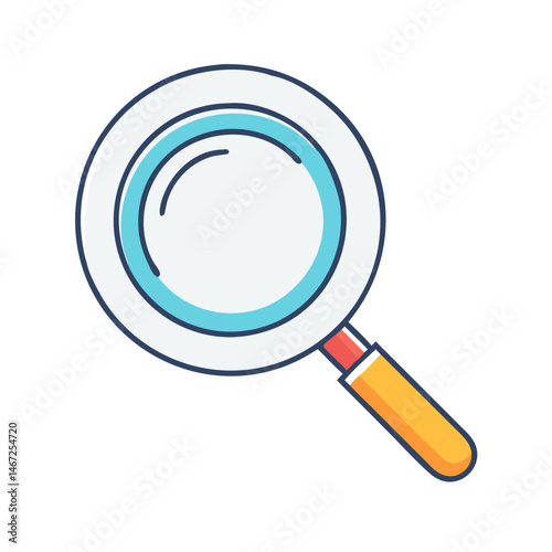 Illustration of a magnifying glass search tool for finding information and data analysis online