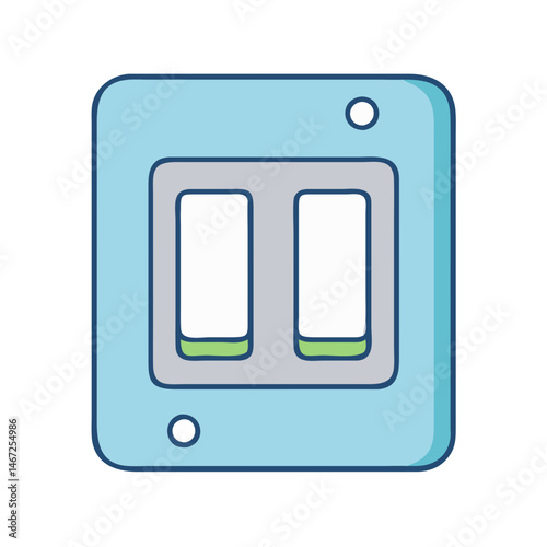 Illustration of double light switch electrical fixture home automation and power control device