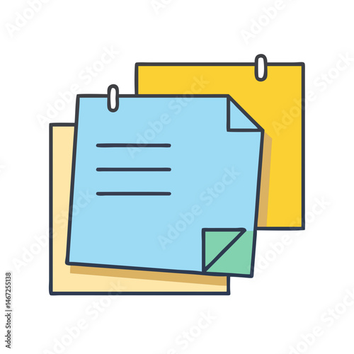 Sticky notes vector illustration for reminders and organization in office and personal tasks
