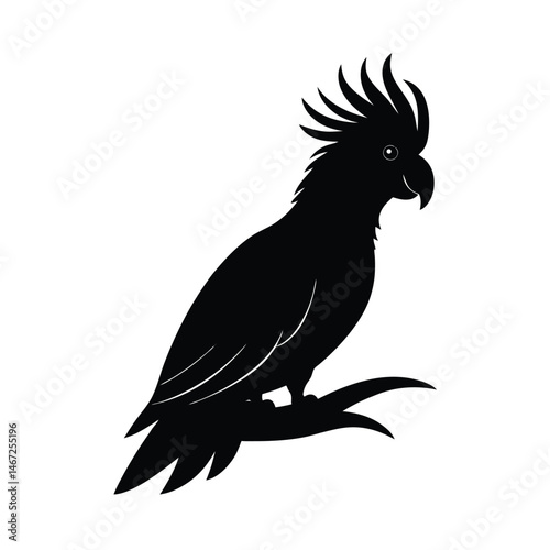 Cockatoo Perched Vector Silhouette