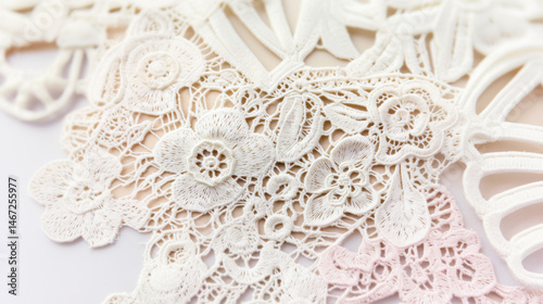 Lace textile background featuring intricate floral patterns, perfect for creative design projects