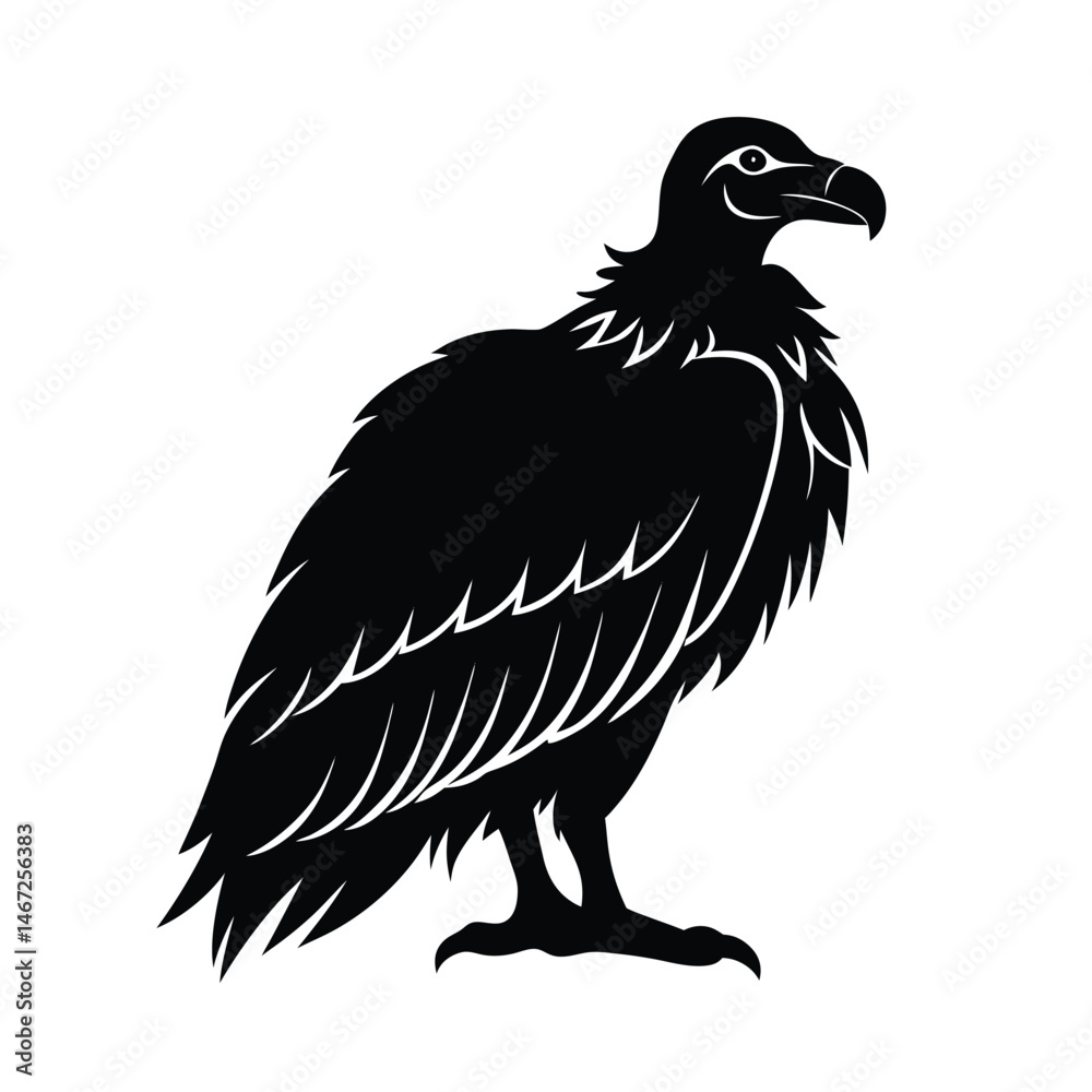 Obraz premium Vulture Perched Vector Silhouette Art