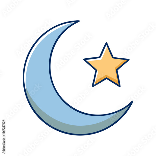 Illustration of crescent moon and star symbol for islamic culture ramadan kareem and eid mubarak night