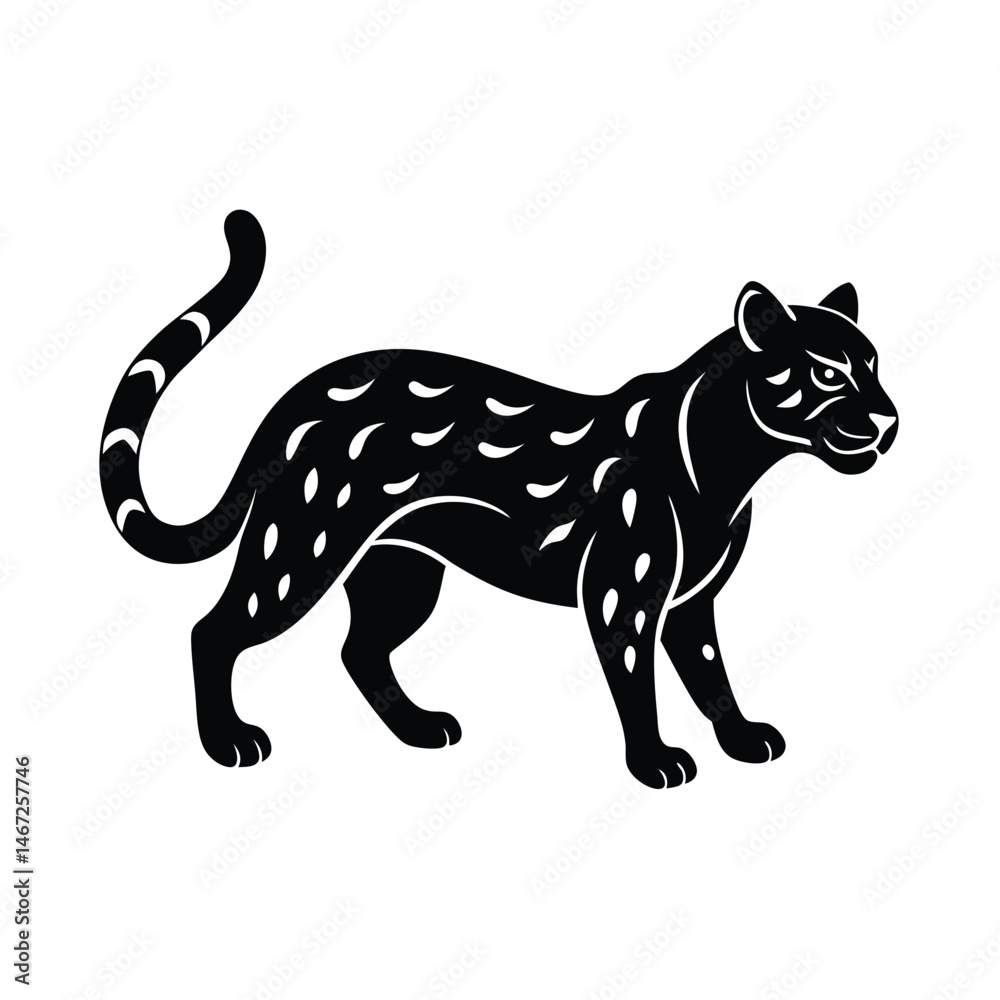 Obraz premium Ocelot Pouncing Vector Silhouette Art