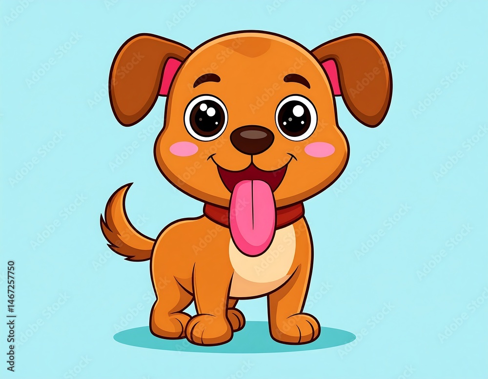 Obraz premium Cute Brown Puppy Mascot – Funny and Friendly Dog Character Vector Illustration