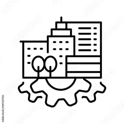optimization urban spatial planning black line icon.