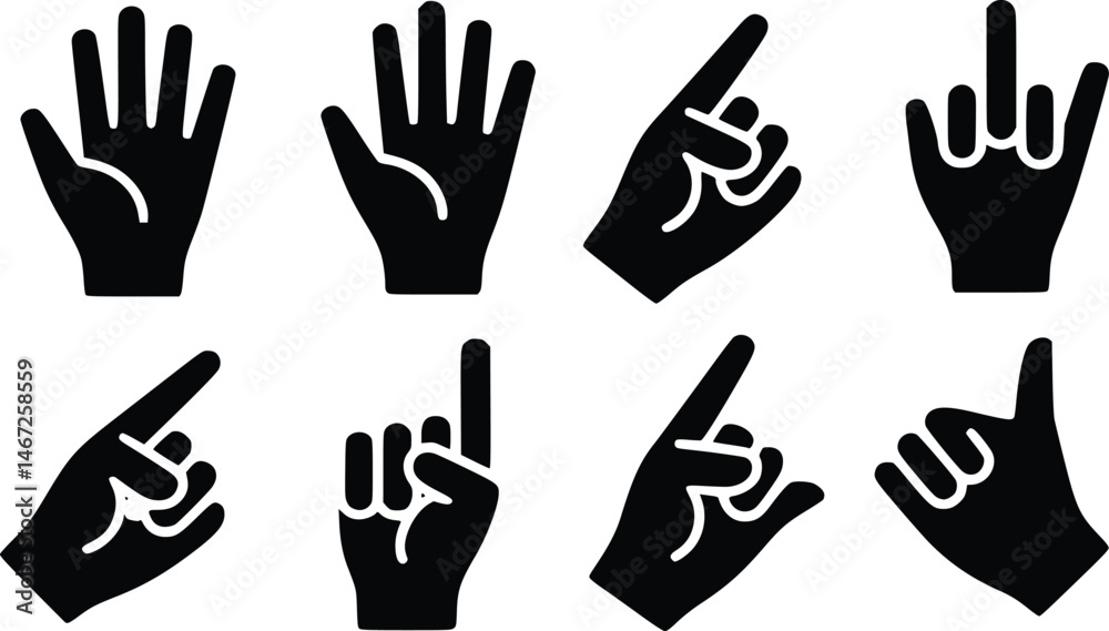 Obraz premium Hand Vector Graphics: Counting, Ok Sign, Pointing Fingers