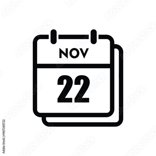 calender icon, 22 november icon with white background