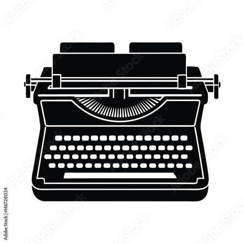 Vintage Typewriter Vector Silhouette