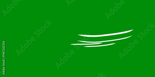 Slowly comic Wind Blowing isolated green. 4K footage cartoon visual effect season. spring. winter