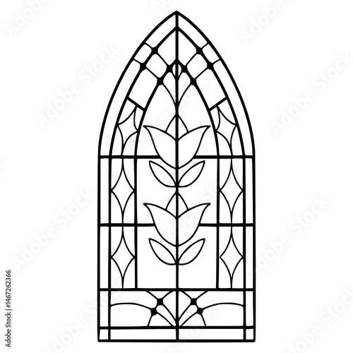 ornate floral window frame vector illustration