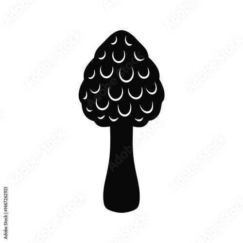 Morel Mushroom Vector Silhouette