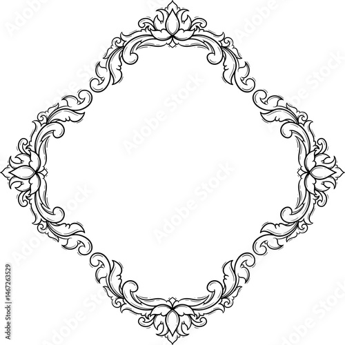 A detailed vintage frame design suitable for invitations or decorative purposes.