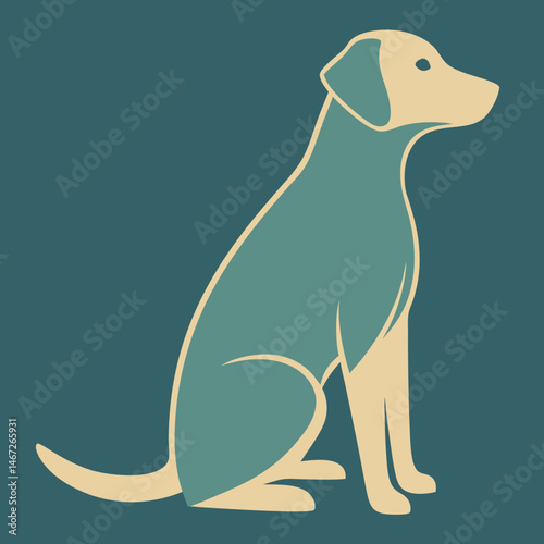 Sitting Dog Silhouette Icon - Modern Minimalist Animal Illustration