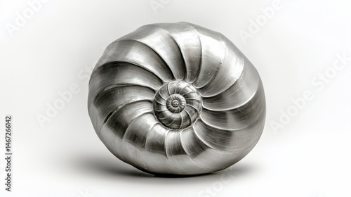 Sculptural Nautilus Shell in Polished Metal