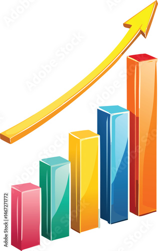 Bar Graph with Upward Arrow – Business Growth and Analytics Concept