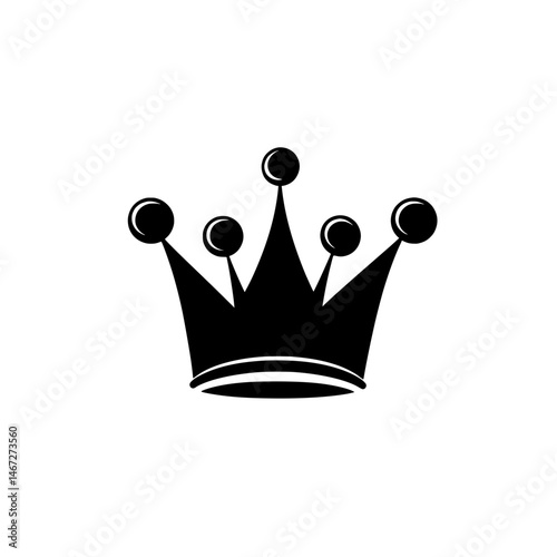 Decorative black crown icon with circular tip accents representing nobility and classical power