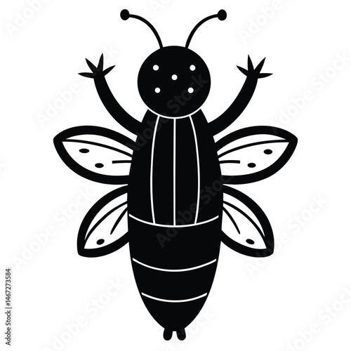 Stylized Insect Illustration Black and White Bug Design