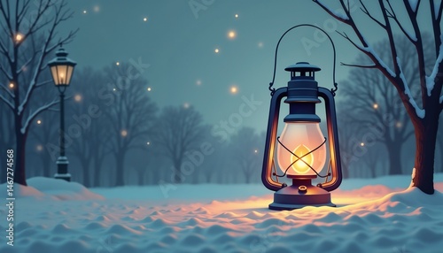 christmas lantern snow