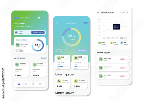 3D Vector illustration of flat style UI or UX design.