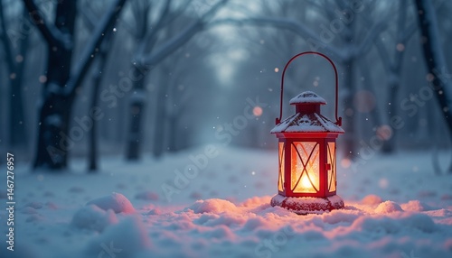 christmas lantern snow