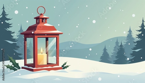 christmas lantern snow