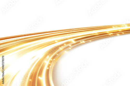 Abstract Golden Light Trails Dynamic Swirling Energy Motion Blur Night Speed Light Streaks Background