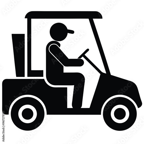 Golf Cart Driver Icon Simple Vector Illustration