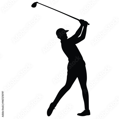 Golf Swing Silhouette Powerful Action Pose Illustration