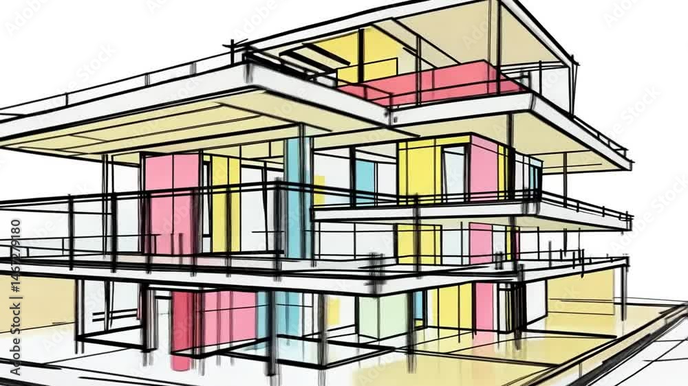 Architectural model showcasing a modern multi-level design.