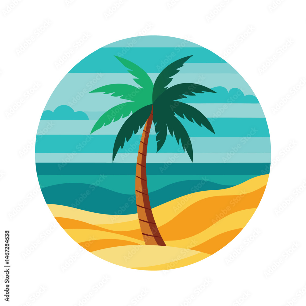 Fototapeta premium palm tree on the beach vector art on white background