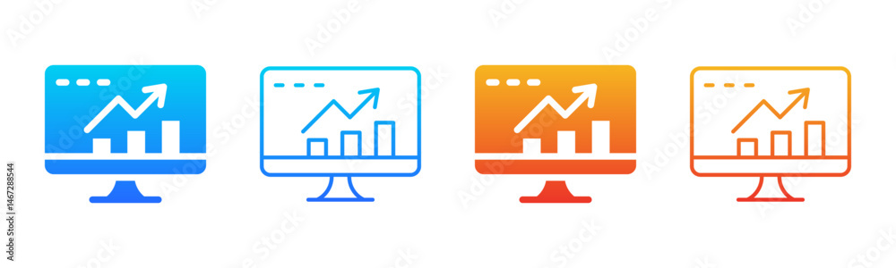 Fototapeta premium Statistics icon sheet multiple style collection