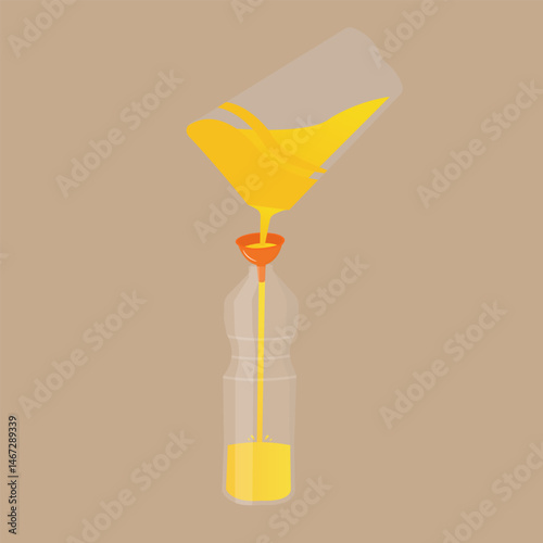 vector cooking oil in plastic packaging 1 liter transferred or poured into a bottle