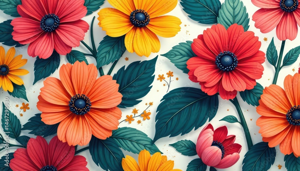 custom made wallpaper toronto digitalBold large-scale floral wallpaper pattern, vibrant colors , home decor, floral, bold