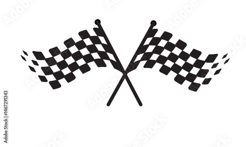Racing flag vector icon on white background. Checkered flag. start and finish crossed flag. Racing flag.