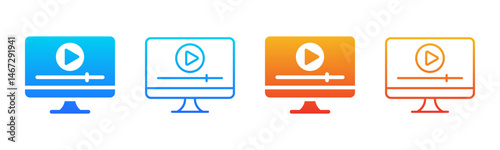 Online Video icon sheet multiple style collection