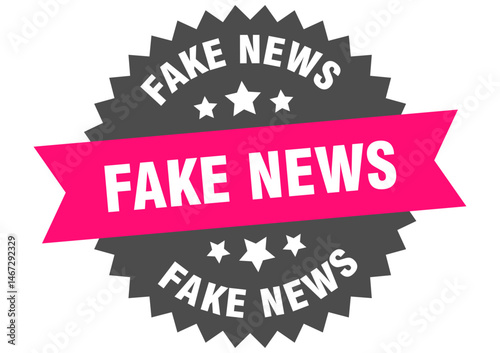 fake news. fake news round pink label isolated on transparent background
