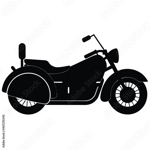 Classic Motorcycle Trike Silhouette Vintage Motorbike Design