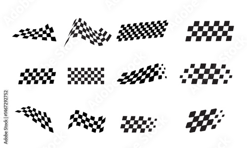Racing flag vector icon on white background. Checkered flag. start and finish crossed flag. Racing flag.