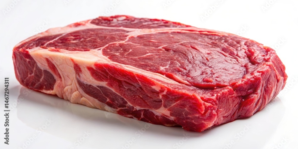 Fototapeta premium Beef cut from cow with red meat inside, raw meat, cuts