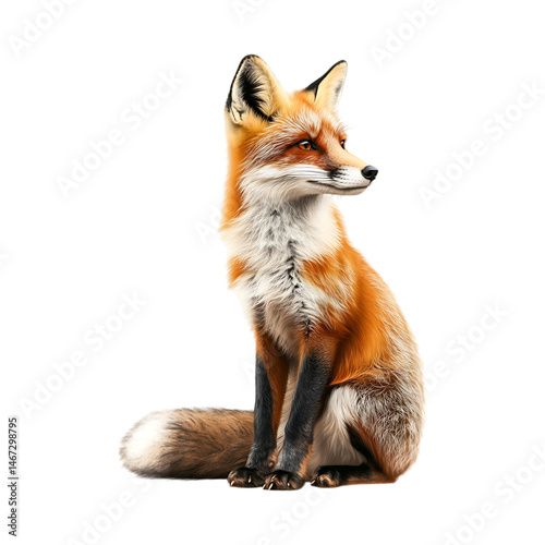 Wallpaper Mural Red Fox Sitting Isolated on White Background against transparent background Torontodigital.ca